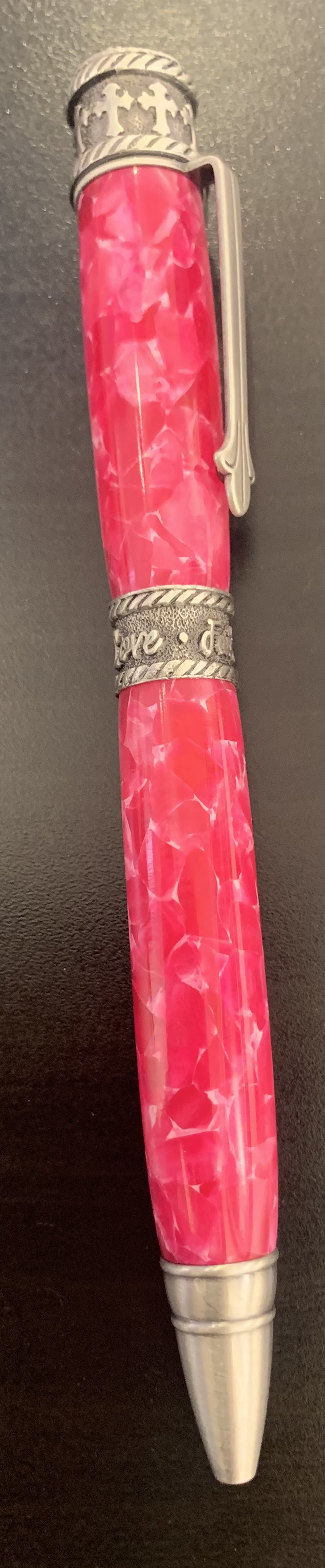 Alex Pearl Allywood Creations Faith, Hope, Love Antique Pewter (Hot Pink)